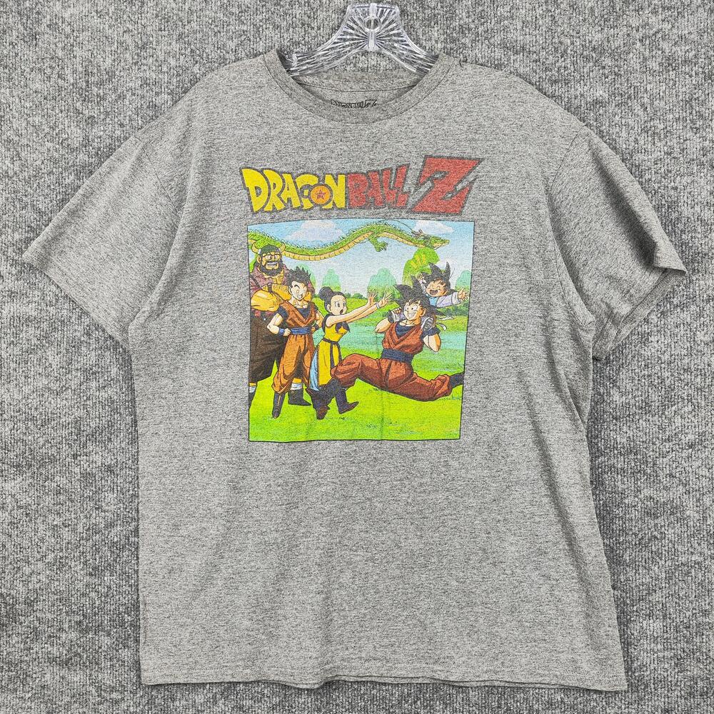 Dragon Ball Z Shirt Mens Large Gray Goku Family Graphic Anime Cartoon Tee